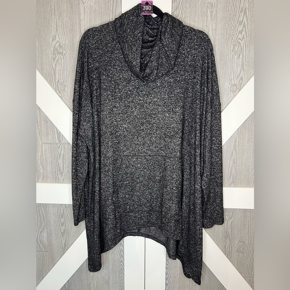 B13.13 LIVI Cowl-Neck Poncho Tunic Top Black/White (Gray) 2X 18/20 - Picture 1 of 8